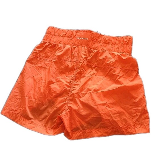 NWT FABLETICS Women's Ultra High Waisted Piped Nylon Shorts Orange | Size L - Picture 2 of 8